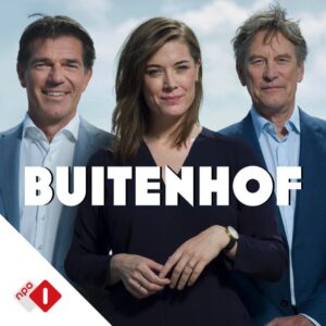 Promotional image for the Buitenhof programme, featuring Jaap Scholten discussing aid and his book about the Ukraine war.